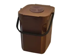 Poubelle compost rossignol organik green 10l ventile avec anse coloris marron