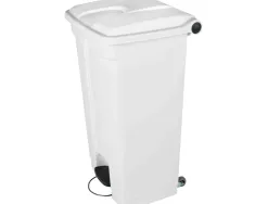Poubelle container pédale polyéthylène résiste chocs agents chimiques produits entretien 2 roues 90l l500xh790xp400mm