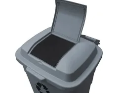 Poubelle conteneur q-connect plastique avec couvercle capacite 240l coloris gris dim. 1040x610x610mm avec
