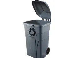 Poubelle conteneur q-connect plastique avec couvercle capacite 240l coloris gris dim. 1040x610x610mm avec