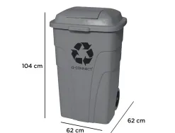 Poubelle conteneur q-connect plastique avec couvercle capacite 240l coloris gris dim. 1040x610x610mm avec