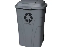 Poubelle conteneur q-connect plastique avec couvercle capacite 240l coloris gris dim. 1040x610x610mm avec