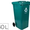 Poubelle conteneur q-connect plastique avec couvercle et roues capacite 240l 1040x620x610 mm coloris vert