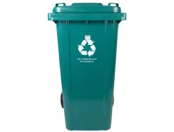 Poubelle conteneur q-connect plastique avec couvercle et roues capacite 240l 1040x620x610 mm coloris vert