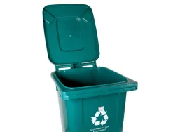 Poubelle conteneur q-connect plastique avec couvercle et roues capacite 240l 1040x620x610 mm coloris vert