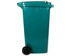 Poubelle conteneur q-connect plastique avec couvercle et roues capacite 240l 1040x620x610 mm coloris vert