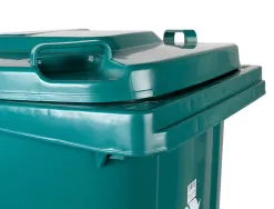 Poubelle conteneur q-connect plastique avec couvercle et roues capacite 240l 1040x620x610 mm coloris vert
