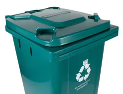 Poubelle conteneur q-connect plastique avec couvercle et roues capacite 240l 1040x620x610 mm coloris vert