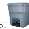 Poubelle conteneur q-connect plastique avec couvercle et pedale capacite 30l dim 395x395x420mm coloris gris