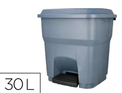 Poubelle conteneur q-connect plastique avec couvercle et pedale capacite 30l dim 395x395x420mm coloris gris