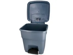 Poubelle conteneur q-connect plastique avec couvercle et pedale capacite 30l dim 395x395x420mm coloris gris