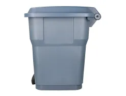 Poubelle conteneur q-connect plastique avec couvercle et pedale capacite 30l dim 395x395x420mm coloris gris