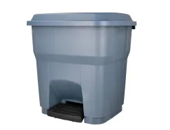 Poubelle conteneur q-connect plastique avec couvercle et pedale capacite 30l dim 395x395x420mm coloris gris
