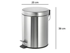 Poubelle metallique q-connect avec pedale chrome capacite 12 litres dim. 250x380mm