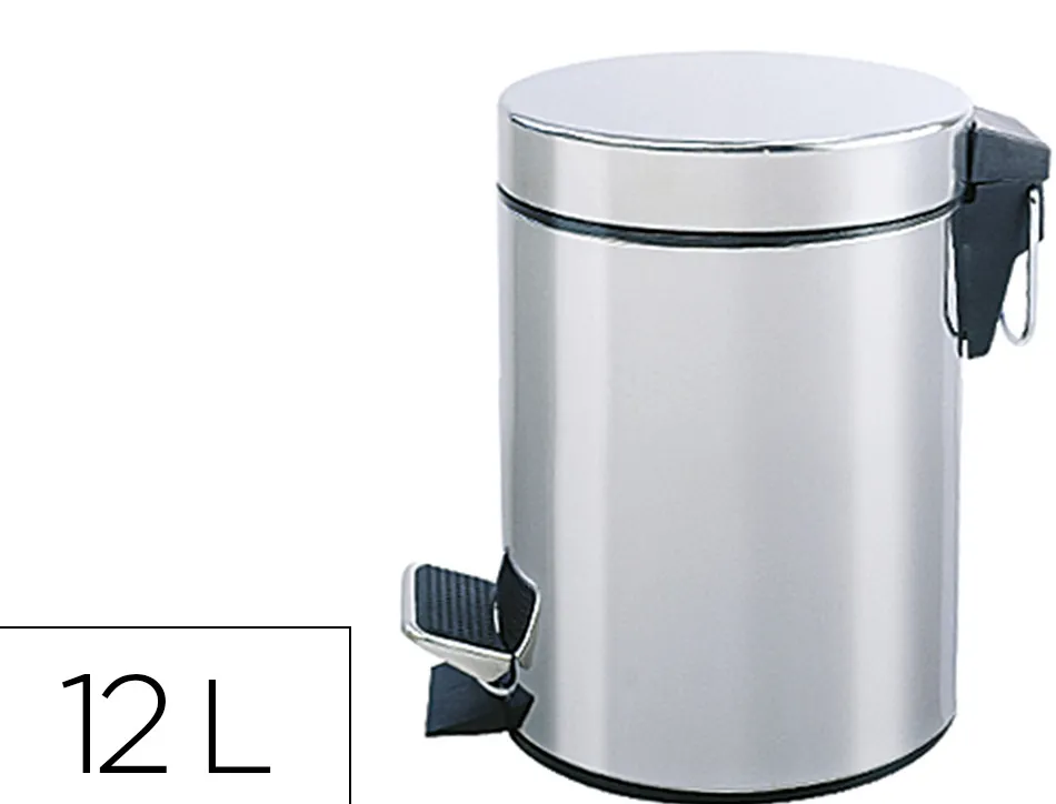 Poubelle metallique q-connect avec pedale chrome capacite 12 litres dim. 250x380mm