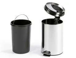 Poubelle metallique q-connect avec pedale chrome capacite 20 litres dim. 430x290mm