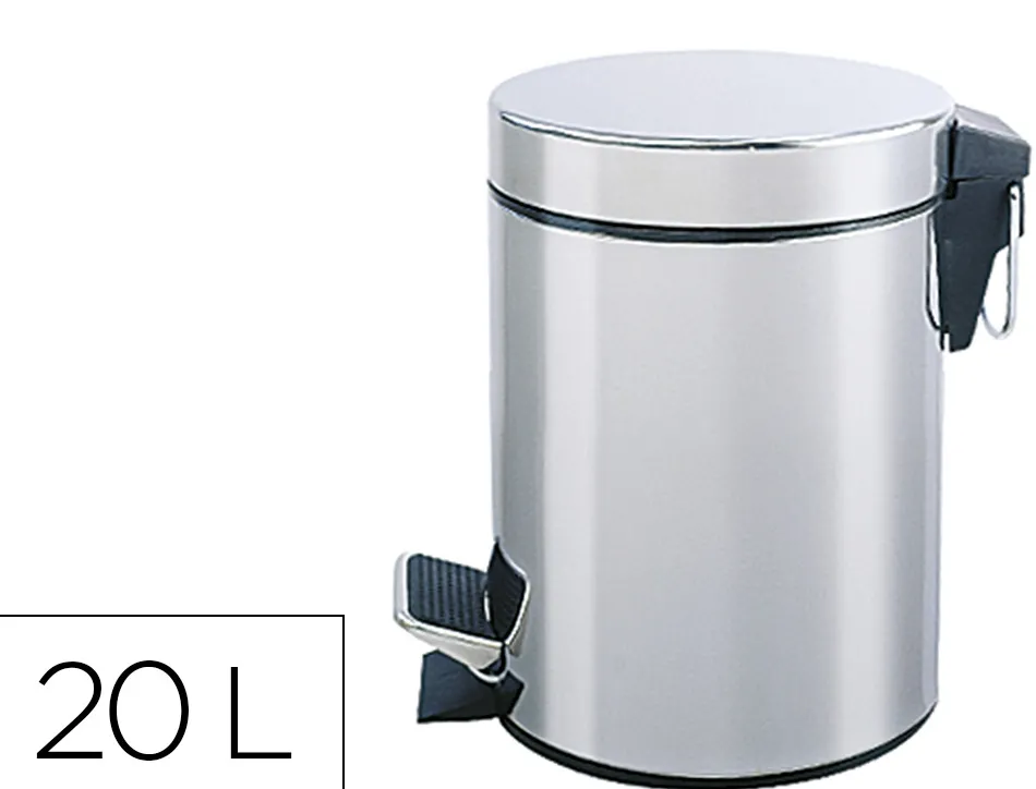 Poubelle metallique q-connect avec pedale chrome capacite 20 litres dim. 430x290mm
