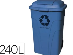 Poubelle q-connect conteneur polystyrène couvercle 240l 620x610x1040mm 2 roues coloris bleu