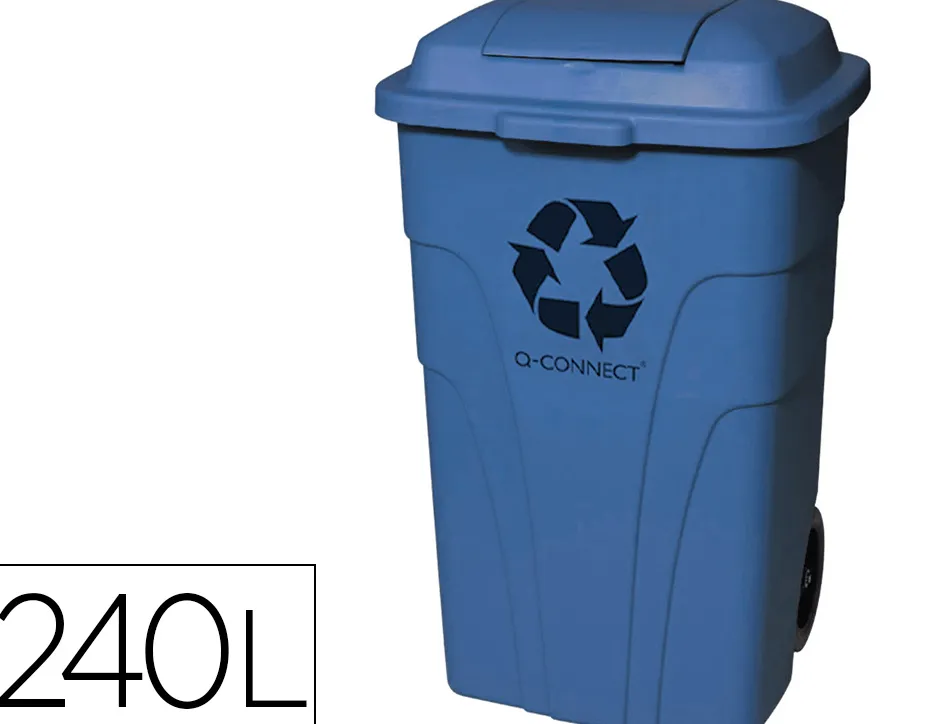 Poubelle q-connect conteneur polystyrène couvercle 240l 620x610x1040mm 2 roues coloris bleu