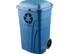 Poubelle q-connect conteneur polystyrène couvercle 240l 620x610x1040mm 2 roues coloris bleu