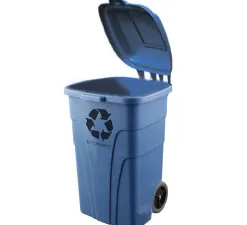 Poubelle q-connect conteneur polystyrène couvercle 240l 620x610x1040mm 2 roues coloris bleu