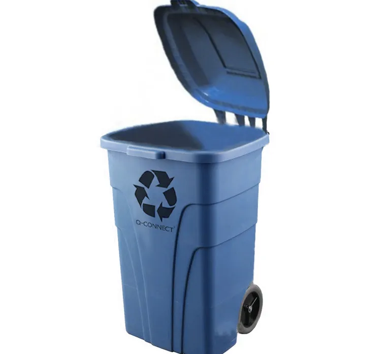 Poubelle q-connect conteneur polystyrène couvercle 240l 620x610x1040mm 2 roues coloris bleu