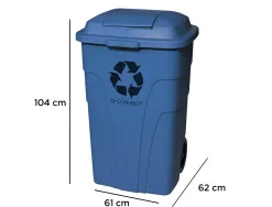 Poubelle q-connect conteneur polystyrène couvercle 240l 620x610x1040mm 2 roues coloris bleu