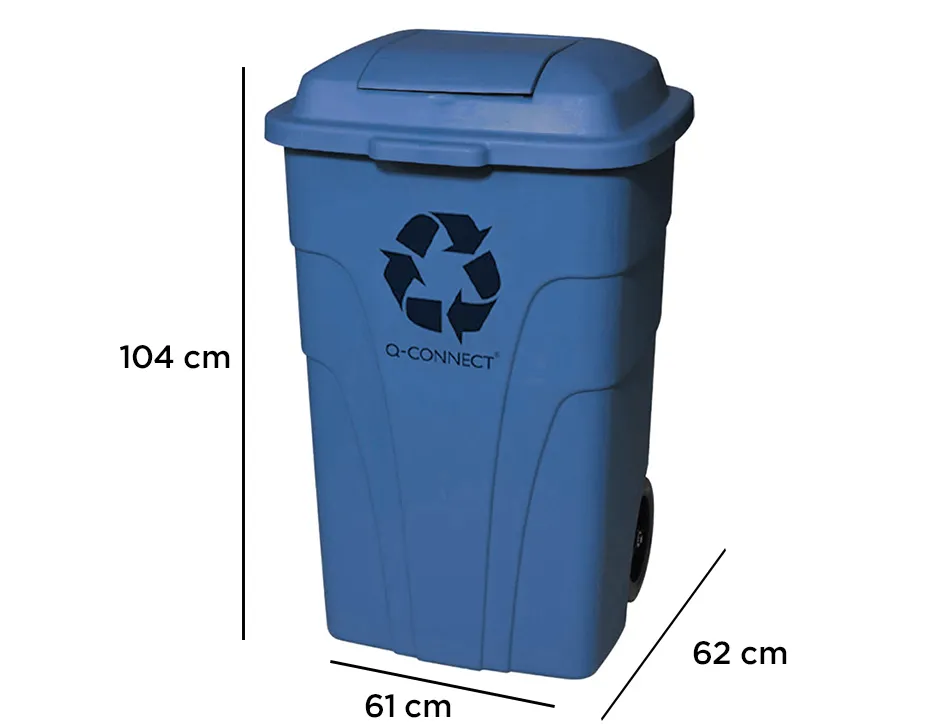 Poubelle q-connect conteneur polystyrène couvercle 240l 620x610x1040mm 2 roues coloris bleu