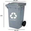 Poubelle q-connect conteneur plastique couvercle 100l 470x750x370mm déchets organiques coloris gris