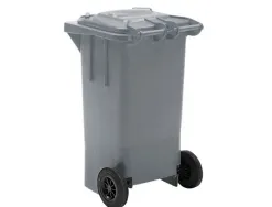 Poubelle q-connect conteneur plastique couvercle 100l 470x750x370mm déchets organiques coloris gris