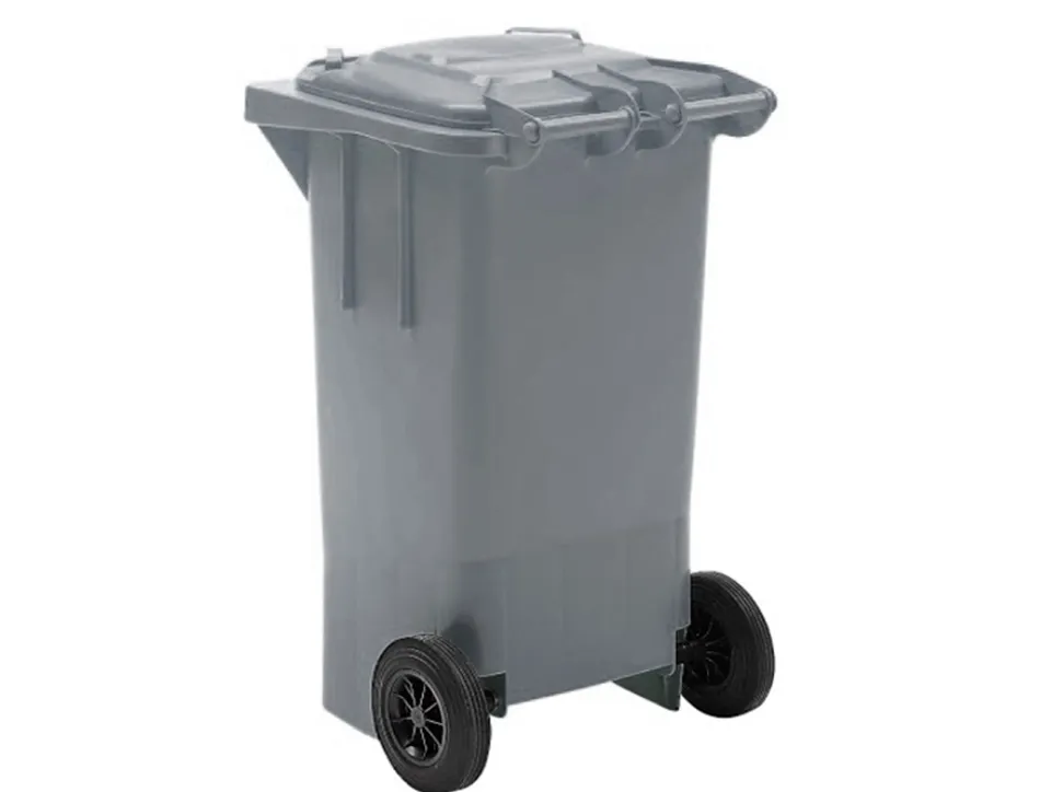 Poubelle q-connect conteneur plastique couvercle 100l 470x750x370mm déchets organiques coloris gris