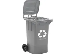 Poubelle q-connect conteneur plastique couvercle 100l 470x750x370mm déchets organiques coloris gris
