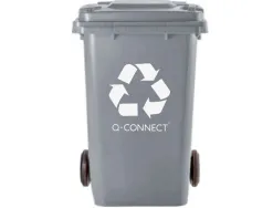 Poubelle q-connect conteneur plastique couvercle 100l 470x750x370mm déchets organiques coloris gris