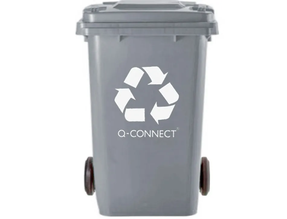 Poubelle q-connect conteneur plastique couvercle 100l 470x750x370mm déchets organiques coloris gris