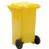 Poubelle q-connect conteneur plastique couvercle 100l 470x750x370mm plastique emballages coloris jaune