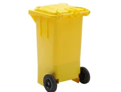 Poubelle q-connect conteneur plastique couvercle 100l 470x750x370mm plastique emballages coloris jaune
