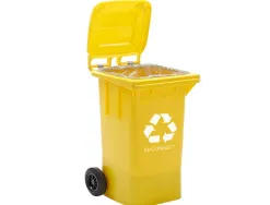 Poubelle q-connect conteneur plastique couvercle 100l 470x750x370mm plastique emballages coloris jaune