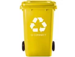 Poubelle q-connect conteneur plastique couvercle 100l 470x750x370mm plastique emballages coloris jaune