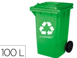 Poubelle q-connect conteneur plastique couvercle 100l 470x750x370mm verre coloris vert