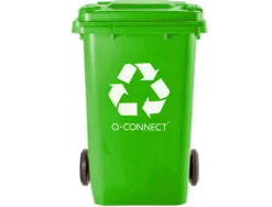 Poubelle q-connect conteneur plastique couvercle 100l 470x750x370mm verre coloris vert