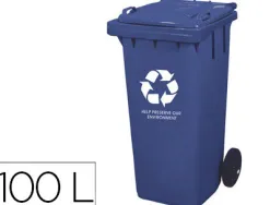 Poubelle q-connect conteneur polystyrène couvercle 100l 525x510x800mm 2 roues coloris bleu