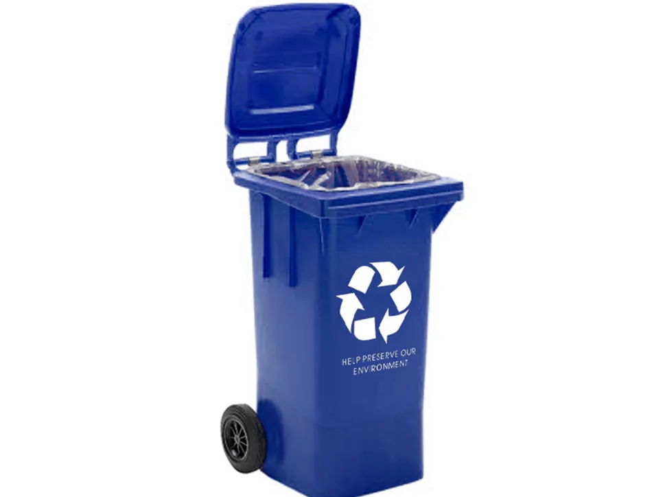 Poubelle q-connect conteneur polystyrène couvercle 100l 525x510x800mm 2 roues coloris bleu