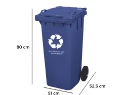Poubelle q-connect conteneur polystyrène couvercle 100l 525x510x800mm 2 roues coloris bleu