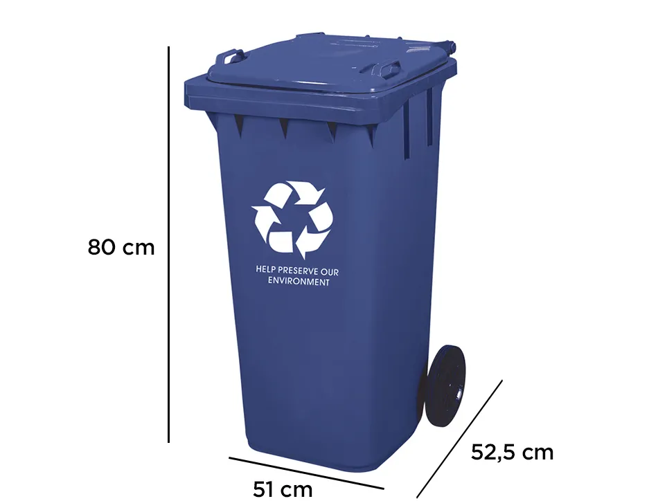 Poubelle q-connect conteneur polystyrène couvercle 100l 525x510x800mm 2 roues coloris bleu