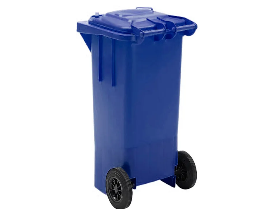 Poubelle q-connect conteneur polystyrène couvercle 100l 525x510x800mm 2 roues coloris bleu