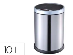 Poubelle q-connect metallique ouverture automatique capacite 10l