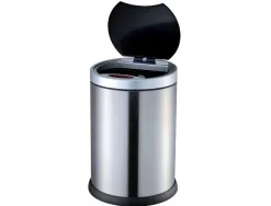 Poubelle q-connect metallique ouverture automatique capacite 10l