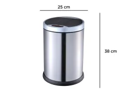 Poubelle q-connect metallique ouverture automatique capacite 10l