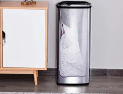 Poubelle q-connect metallique ouverture automatique capacite 80l