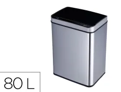 Poubelle q-connect metallique ouverture automatique capacite 80l